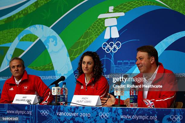 Great Britian Chef de Mission Andy Hunt talks to the media at the Whistler Media Centre after Amy Williams won the Gold Medal in last night's Women's...