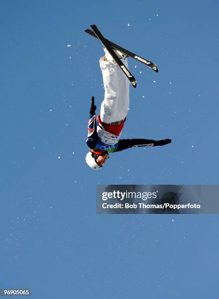 Sarah Ainsworth of Great Britain competes in the freestyle skiing ladies' aerials qualification on day 9 of the Vancouver 2010 Winter Olympics at...