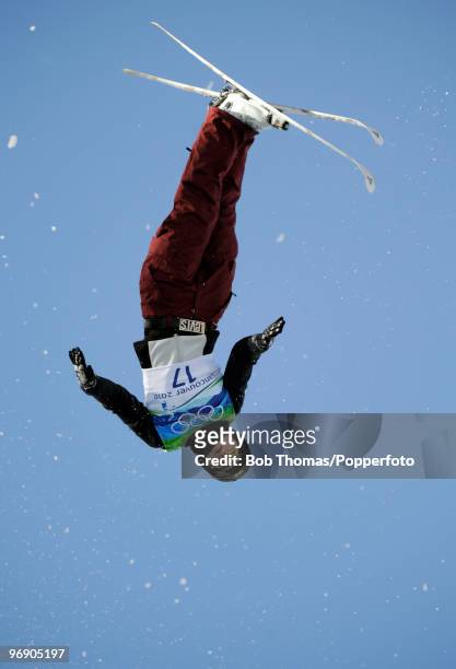 Olga Volkova of the Ukraine competes in the freestyle skiing ladies' aerials qualification on day 9 of the Vancouver 2010 Winter Olympics at Cypress...
