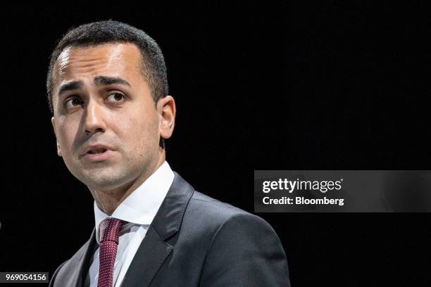 Luigi Di Maio, Italy's deputy prime minister, speaks at the annual general meeting of the Confcommercio retail association in Rome, Italy, on...