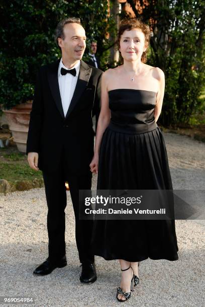 Roberto Benigni and Nicoletta Braschi attend the McKim Medal Gala 2018 at Villa Aurelia on June 6, 2018 in Rome, Italy.