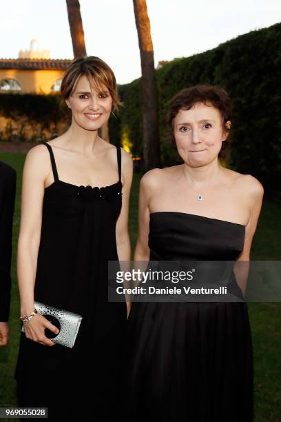 Paola Cortellesi and Nicoletta Braschi attend the McKim Medal Gala 2018 at Villa Aurelia on June 6, 2018 in Rome, Italy.