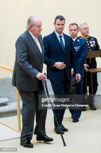 King Juan Carlos receive COTEC Foundation members at Palacio Real De El Pardo on June 7, 2018 in Madrid, Spain.