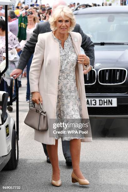 Camilla, Duchess of Cornwall attends the Royal Cornwall Show on June 7, 2018 in Wadebridge, England.