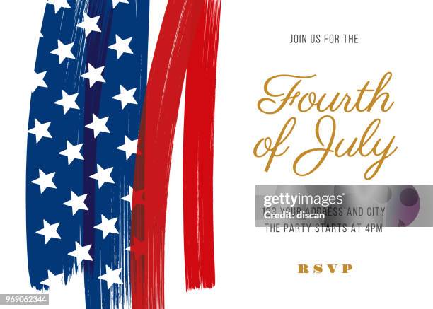 fourth of july party invitation template - illustration - happy independence day stock illustrations