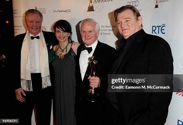 Film maker John Boorman poses with his award and Jon Voight , Juliette Binoche and Brendan Gleeson at The 7th Annual Irish Film And Television...