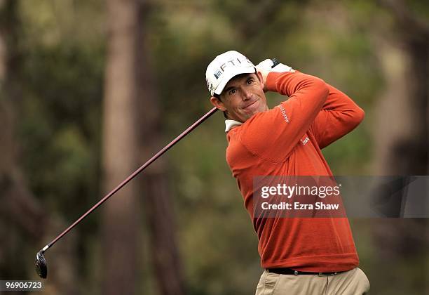 Padraig Harrington of Ireland in action during the first round of the AT&T Pebble Beach National Pro-Am at at the Spyglass Hill Golf Course on...