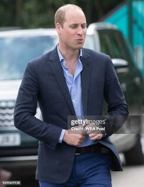 Prince William, Duke of Cambridge arrives at the Facility at the FA Training Ground to meet members of the England Squad before their match at Elland...