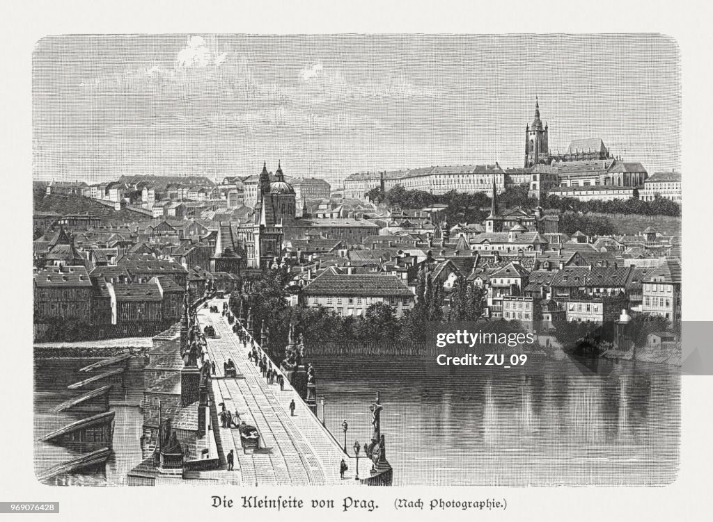 Charles Bridge and Mala Strana, Prague, Czech Republic, published 1897