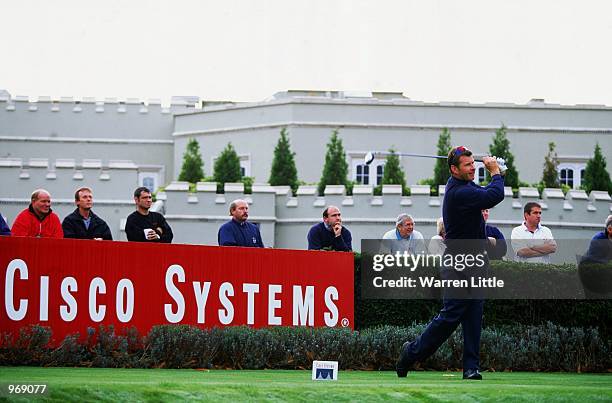 Nick Faldo of England in action during the Cisco World Match Play Championship held at the Wentworth Golf Club, in Surrey, England. \ Mandatory...
