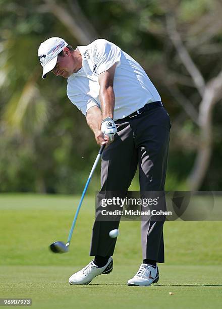 Brian Stuard hits his drive on the fifth hole during the third round of the Mayakoba Golf Classic at El Camaleon Golf Club held on February 20, 2010...