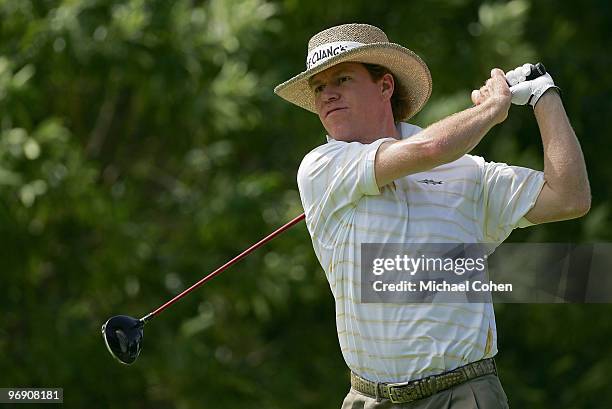 Briny Baird hits his drive on the fourth hole during the third round of the Mayakoba Golf Classic at El Camaleon Golf Club held on February 20, 2010...