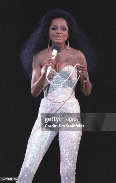 Diana Ross performs at the St. Paul Civic Center in St. Paul, Minnesota on May 28, 1985.