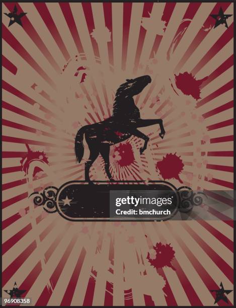 vintage vertical wild horse - star edgy red stock illustrations