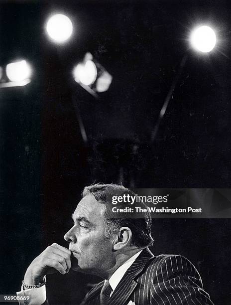 Reagan Secretary of State- designate Alexander Haig appears before a Senate panel for his conformation hearings in Washington DC January 9,1981.