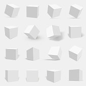 3d white cube set