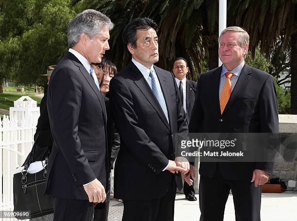 Japan's Minister For Foreign Affairs Katsuya Okada , Australia Minister for Foreign Affairs Stephen Smith and West Australian Premier Colin Barnett...