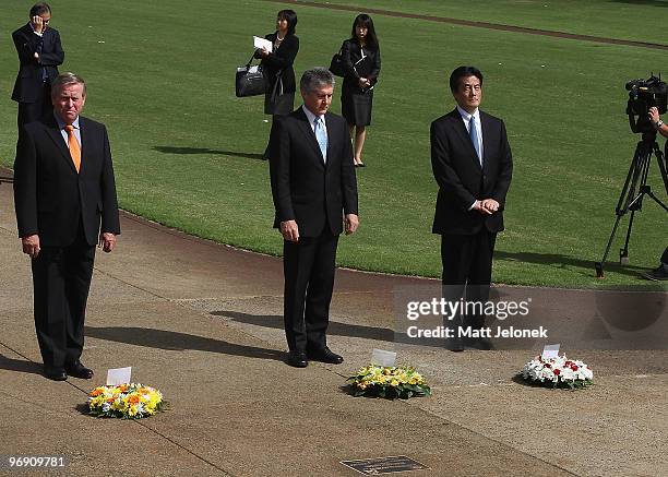 West Australian Premier Colin Barnett, Japan's Minister For Foreign Affairs Katsuya Okada and Australia Minister for Foreign Affairs Stephen Smith...