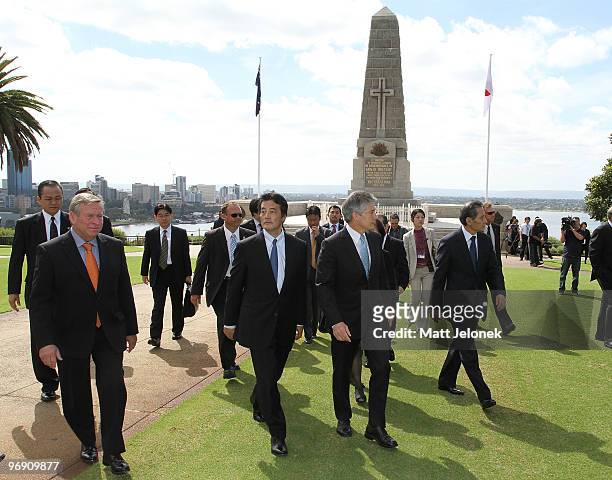 West Australian Premier Colin Barnett, Japan's Minister For Foreign Affairs Katsuya Okada and Australia Minister for Foreign Affairs Stephen Smith...