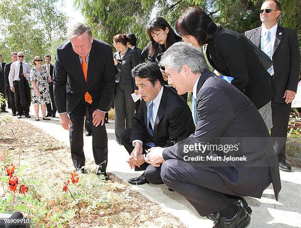 West Australian Premier Colin Barnett, Japan's Minister For Foreign Affairs Katsuya Okada and Australia Minister for Foreign Affairs Stephen Smith...