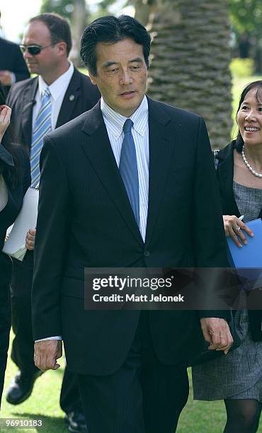 Japan's Minister For Foreign Affairs Katsuya Okada walks through Kings Park on February 21, 2010 in Perth, Australia. Foreign Minister Katsuya...