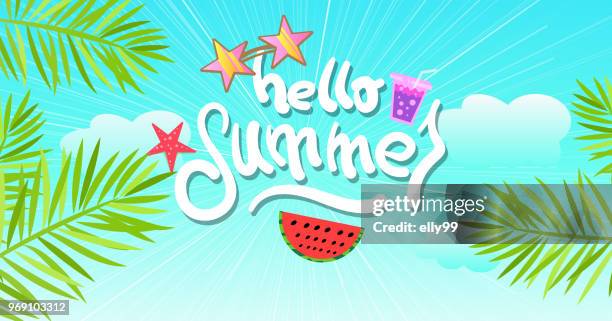 ilustrações de stock, clip art, desenhos animados e ícones de summer cartoon background for design flyers, poster, postcard - elly99