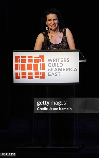 Host Susie Essman speaks at the 62nd Annual Writers Guild Awards at Hudson Theatre on February 20, 2010 in New York City.