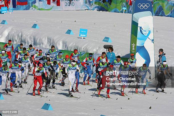 Start of the men's 30km pursuit at the Olympic Winter Games Vancouver 2010 cross country on February 20, 2010 in Whistler, Canada.