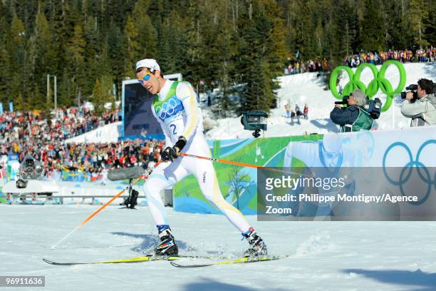 Marcus Hellner of Sweden takes the Gold Medal during the MenÕs Cross Country Skiing 30km Pursuit on Day 9 of the 2010 Vancouver Winter Olympic Games...