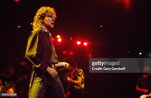 British Rock musician Robert Plant performs onstage during the 'Principle of Moments' tour at Madison Square Garden, New York, New York, September...