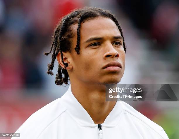 Leroy Sane of Germany look on during the international friendly match between Austria and Germany at Woerthersee Stadion on June 2, 2018 in...