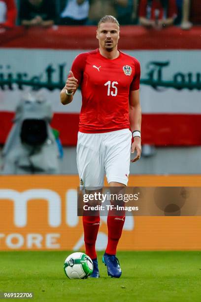 Sebastian Proedl of Austria in action during the international friendly match between Austria and Germany at Woerthersee Stadion on June 2, 2018 in...
