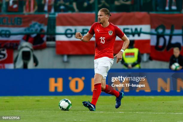 Sebastian Proedl of Austria in action during the international friendly match between Austria and Germany at Woerthersee Stadion on June 2, 2018 in...