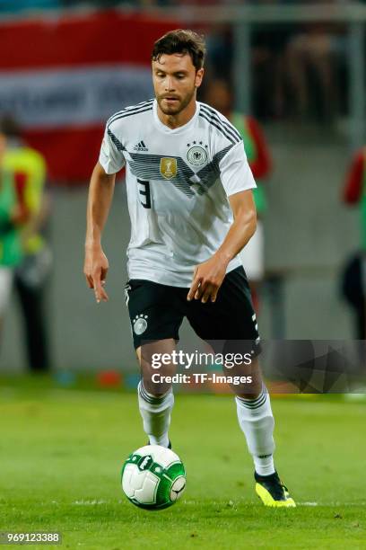 Jonas Hector of Germany in action during the international friendly match between Austria and Germany at Woerthersee Stadion on June 2, 2018 in...