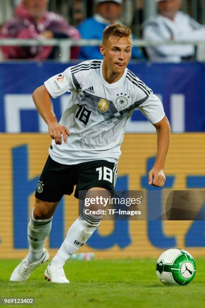 Joshua Kimmich of Germany in action during the international friendly match between Austria and Germany at Woerthersee Stadion on June 2, 2018 in...