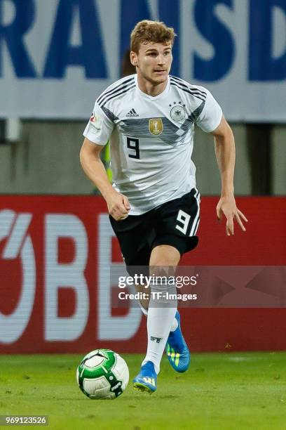 Timo Werner of Germany in action during the international friendly match between Austria and Germany at Woerthersee Stadion on June 2, 2018 in...