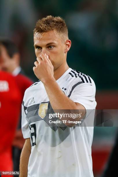 Joshua Kimmich of Germany look on during the international friendly match between Austria and Germany at Woerthersee Stadion on June 2, 2018 in...