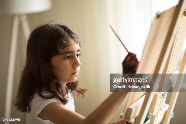Child draws paints