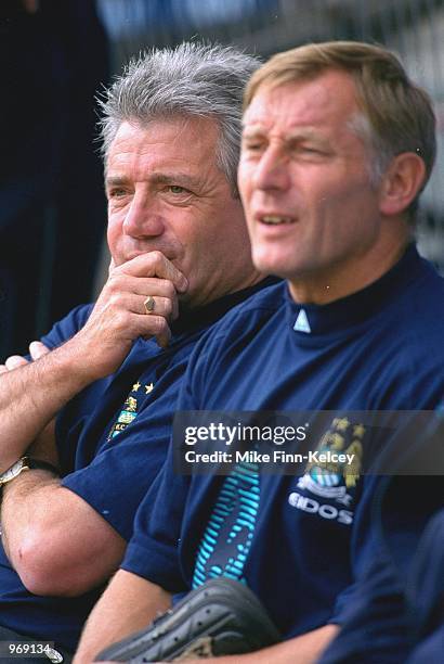 Manchester City manager Kevin Keegan looks on during the pre-season friendly match against Halifax Town played at The Shay, in Halifax, England....