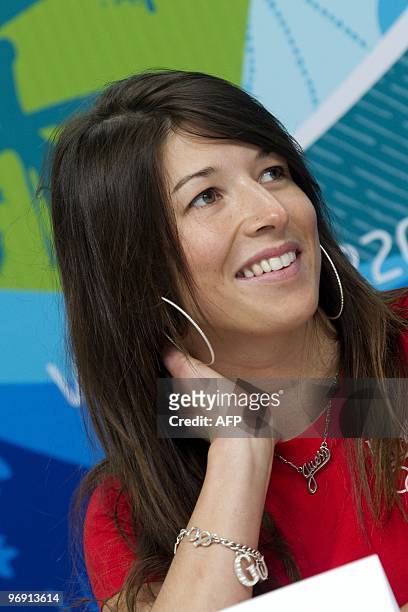 France's Oceane Pozzo attends the French Olympic Committee Snowboard press conference at the Olympic Village in Vancouver on February 13, 2010 during...