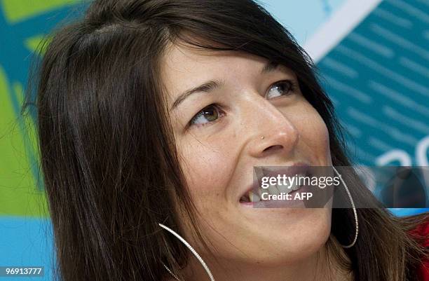 France's Oceane Pozzo attends the French Olympic Committee Snowboard press conference at the Olympic Village in Vancouver on February 13, 2010 during...