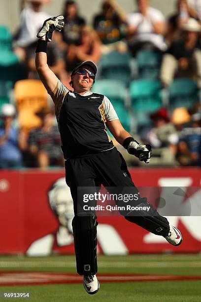 Rachel Priest of New Zealand celebrates taking a catch off the last ball of the innings during the First Women's Twenty20 International match between...