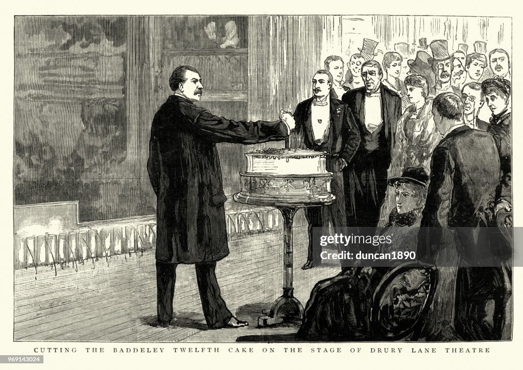 Cutting Of The Baddeley Cake, on stage Drury Lane Theatre