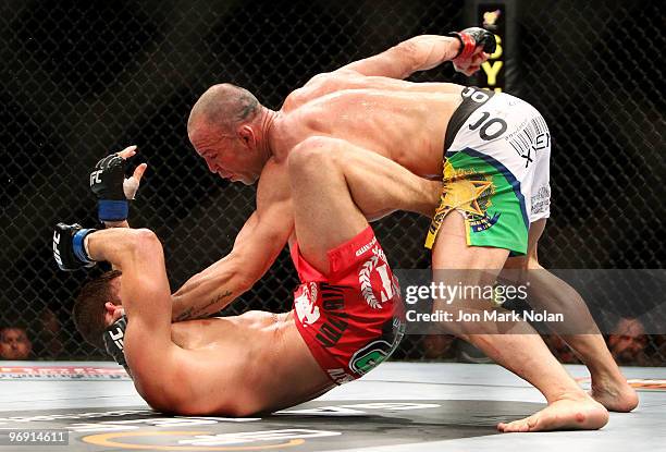 Fighter Michael Bisping battles UFC fighter Wanderlei Silva during their Ultimate Fighting Championship middleweight fight at Acer Arena on February...