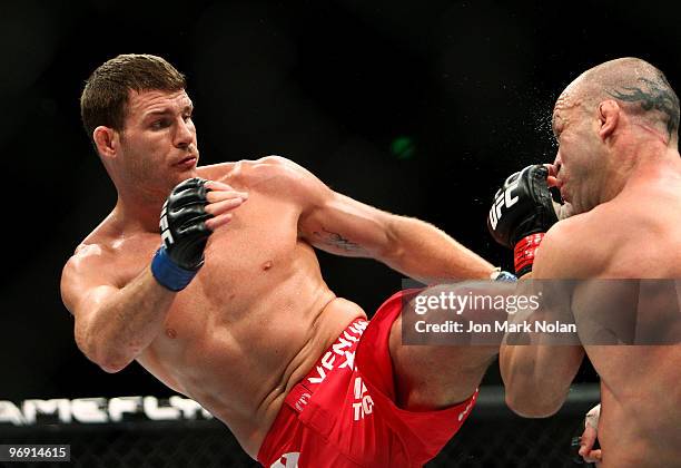 Fighter Michael Bisping battles UFC fighter Wanderlei Silva during their Ultimate Fighting Championship middleweight fight at Acer Arena on February...