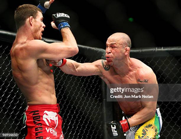 Fighter Michael Bisping battles UFC fighter Wanderlei Silva during their Ultimate Fighting Championship middleweight fight at Acer Arena on February...