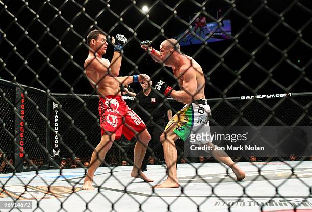 Fighter Michael Bisping battles UFC fighter Wanderlei Silva during their Ultimate Fighting Championship middleweight fight at Acer Arena on February...