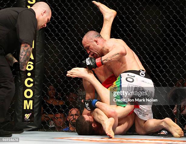 Fighter Michael Bisping battles UFC fighter Wanderlei Silva during their Ultimate Fighting Championship middleweight fight at Acer Arena on February...