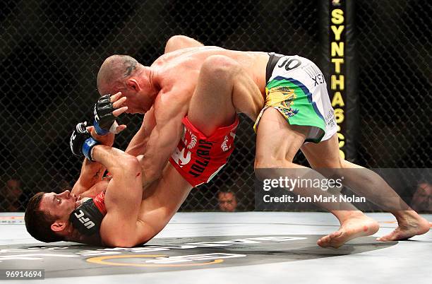 Fighter Michael Bisping battles UFC fighter Wanderlei Silva during their Ultimate Fighting Championship middleweight fight at Acer Arena on February...