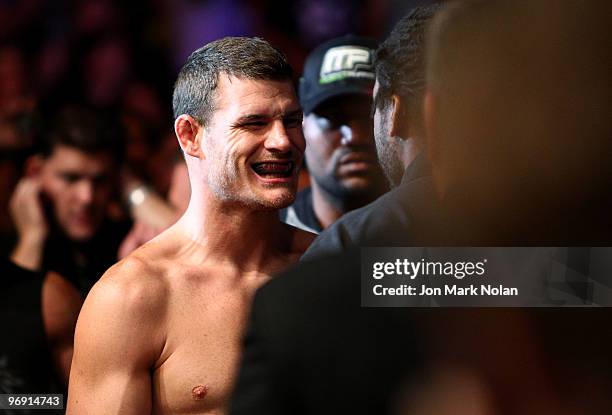 Fighter Michael Bisping prepares for his fight with UFC fighter Wanderlei Silva before their Ultimate Fighting Championship middleweight fight at...